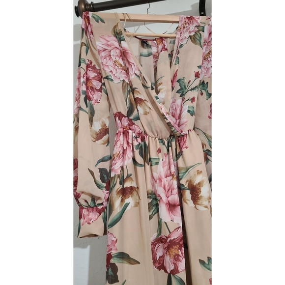 Long sleeve floral chiffon dress - Picture 4 of 8